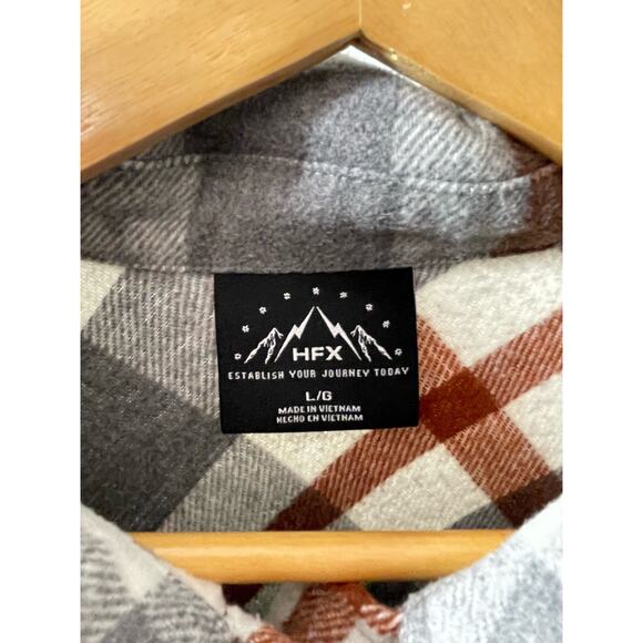 HFX Womens Shacket Flannel Plaid Jacket Pockets Large Oversized Fall Colors Snap - Picture 3 of 6